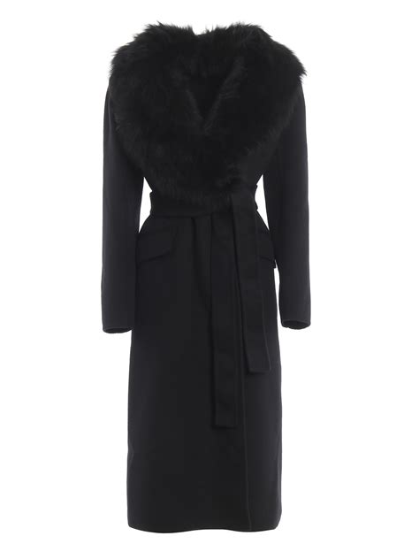 prada virgin wool-blend coat with fur colla|Prada Virgin Wool Fur Coat w/ Tags .